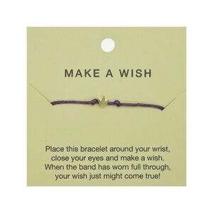 14k Gold Charm Make A Wish Bracelet Purple Adjustable Band NWT